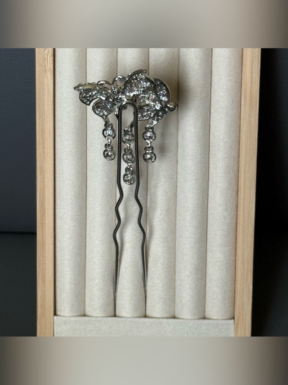 Black & Clear Crystal Butterfly Hair Pin - Picture 12 of 14